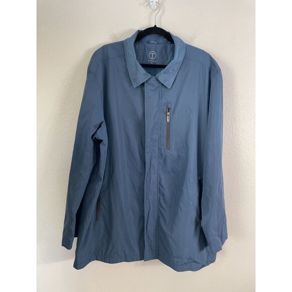 Tech By Tumi Mens XXL Lightweight Blue Zip Up Windbreaker Jacket Zipper Pockets - Picture 1 of 11